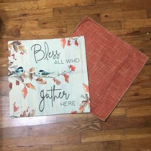 3/$20 - Set of 2 18x18 Fall Bless All Who Gather & Burnt Orange Pillow Covers